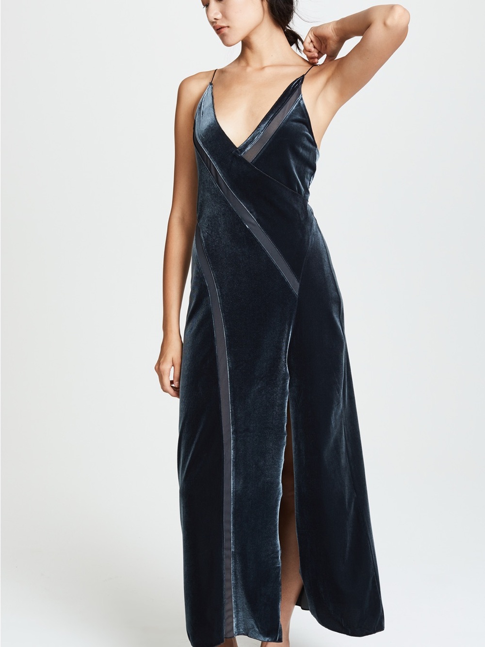 Free People Black Satin-Effect Slip Maxi Dress
